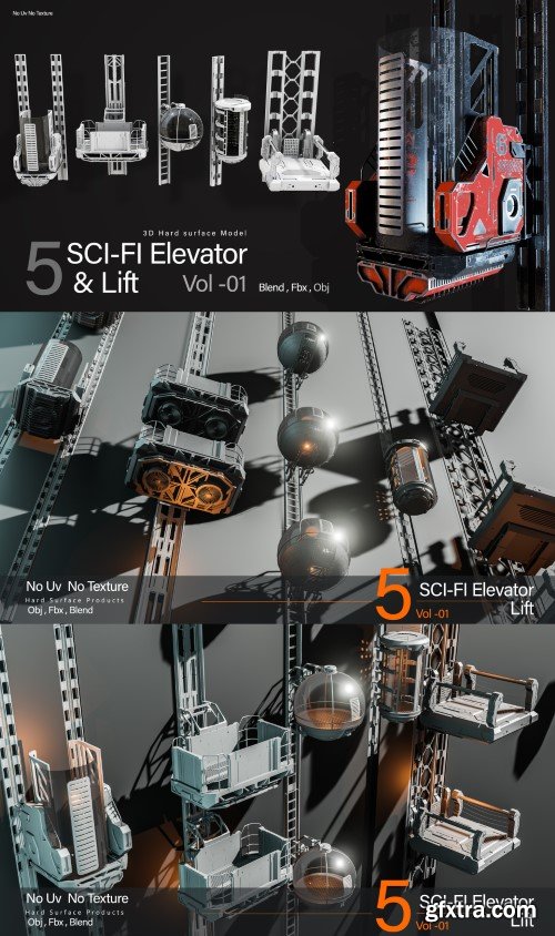 Artstation - 5 Sci-fi Elevator Kitbash VOl 01