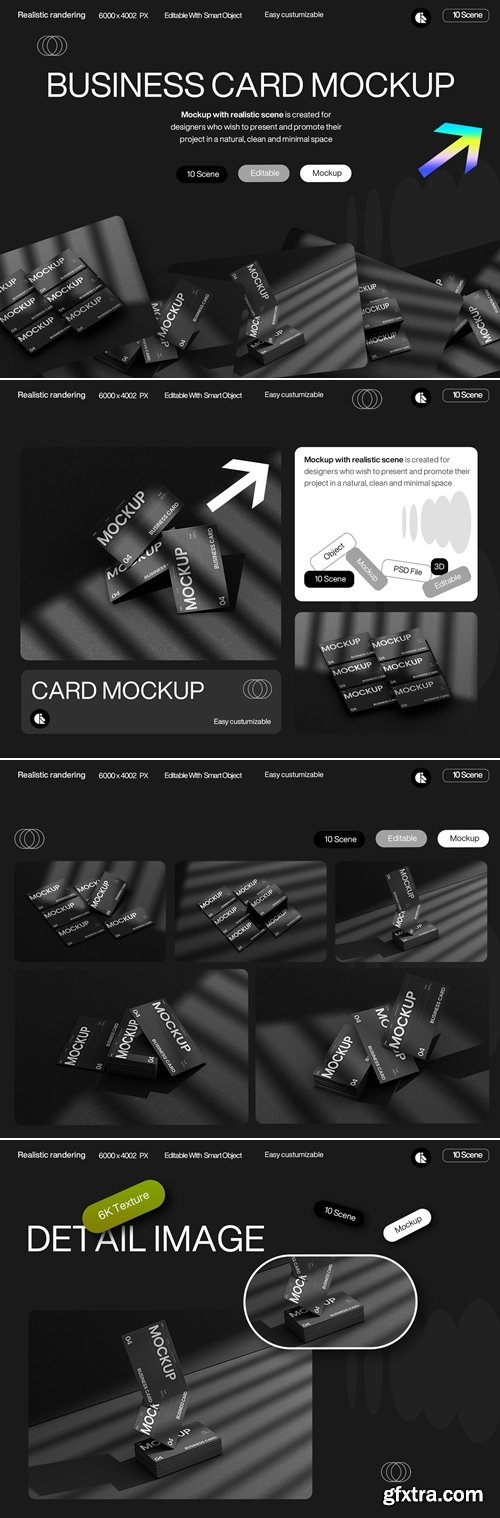 Elegant Black Business Card Mockup with Dramatic Lighting