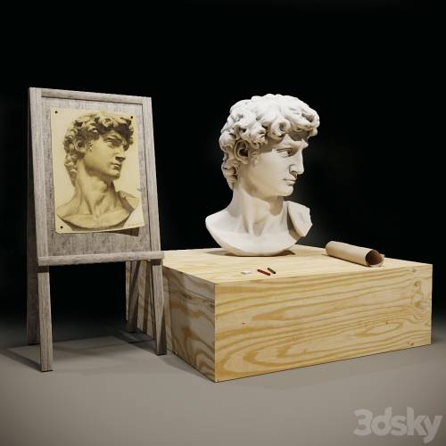 '3dsky Pro - The head of David and the easel of the artist' '3dsky Pro - The head of David and the easel of the artist'