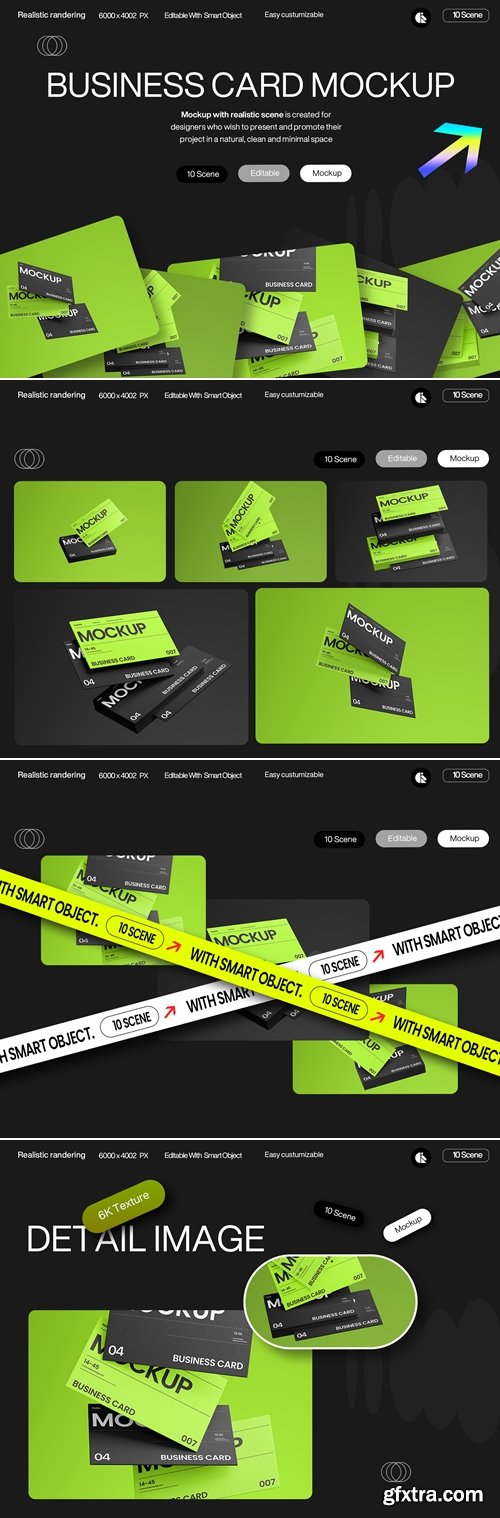 Modern Black and Green Business Card Mockup Template