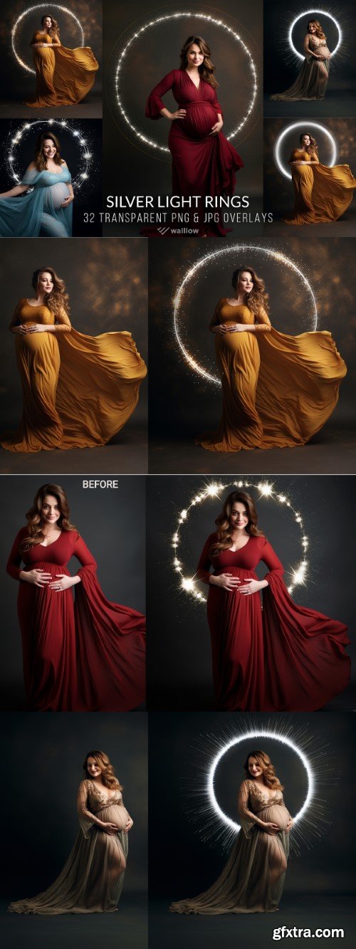 Creativemarket - Maternity silver light ring overlay