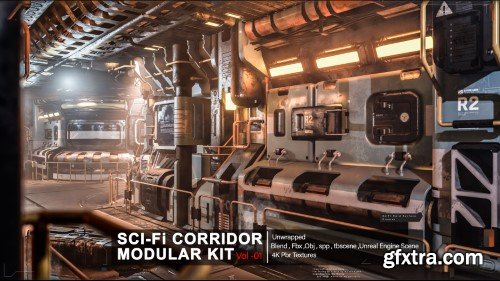 ArtStation - Sci-fi Corridor Modular Kit Vol 01