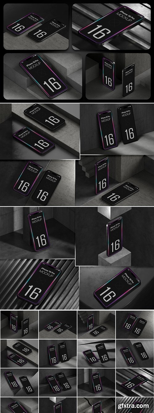 CreativeMarket - 20 iPhone 16 Pro Mockups Vol.01 285317772