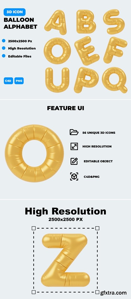 Balloon Alphabet 3D Icon Pack
