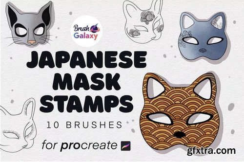 Brushgalaxy - Japanese Mask Stamp Set for Procreate