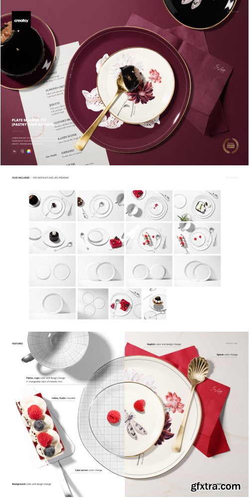 Creatsy - Plate Mockup Set (pastry shop edition) - 2139390293 Creatsy - Plate Mockup Set (pastry shop edition) - 2139390293