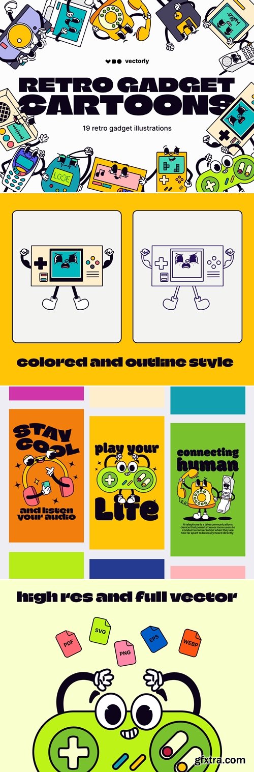 Retro Gadget Cartoons Illustrations