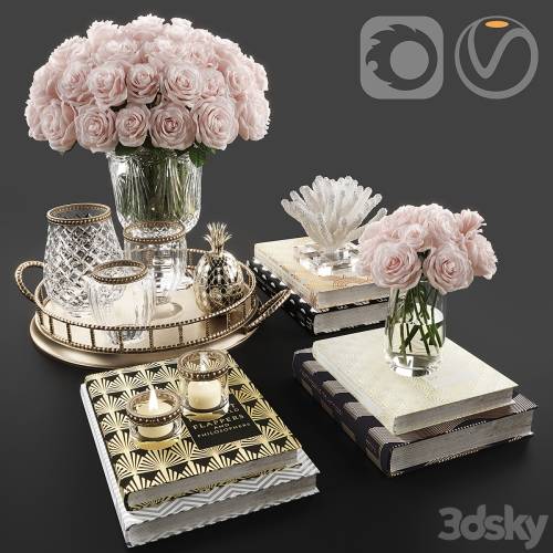 '3dsky Pro - Rose and crystal vase decoration set 11'
