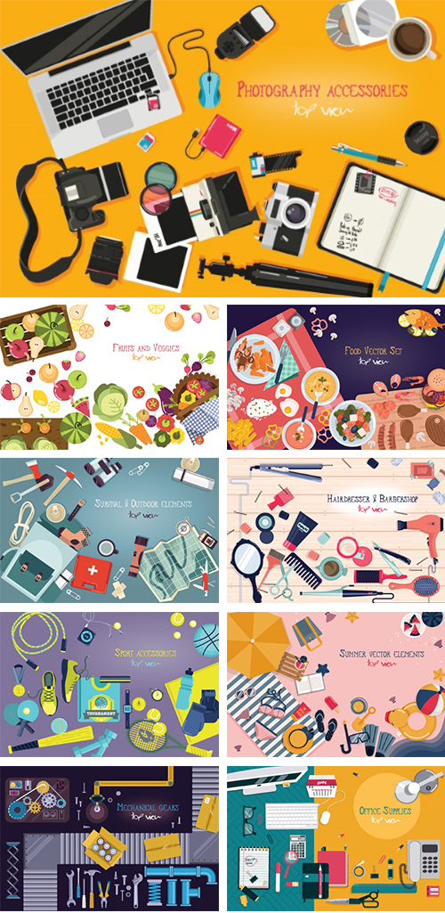 250 Flat Lay Vector Clipart Elements 10xEPS 1052609