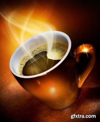 Delicious Tea & Coffee with Steam in a Mug 25xJPG