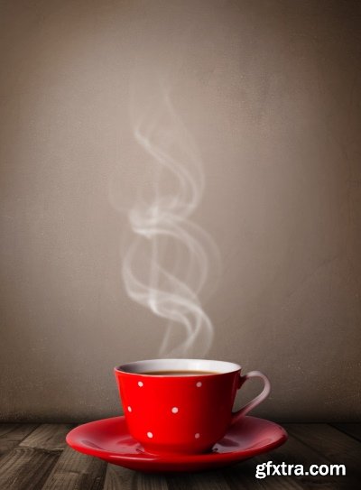 Delicious Tea & Coffee with Steam in a Mug 25xJPG