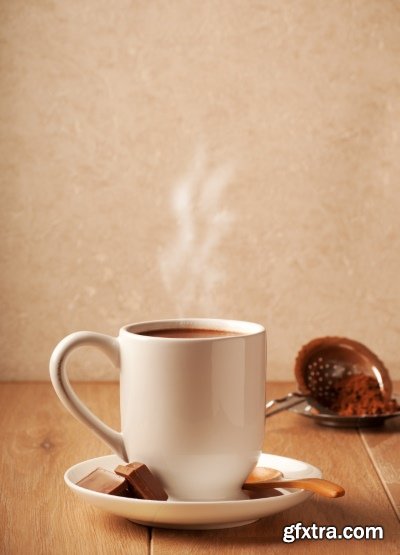 Delicious Tea & Coffee with Steam in a Mug 25xJPG