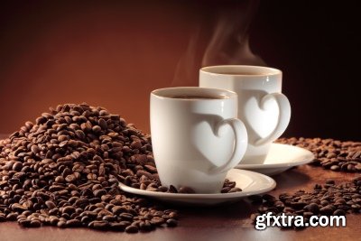 Delicious Tea & Coffee with Steam in a Mug 25xJPG