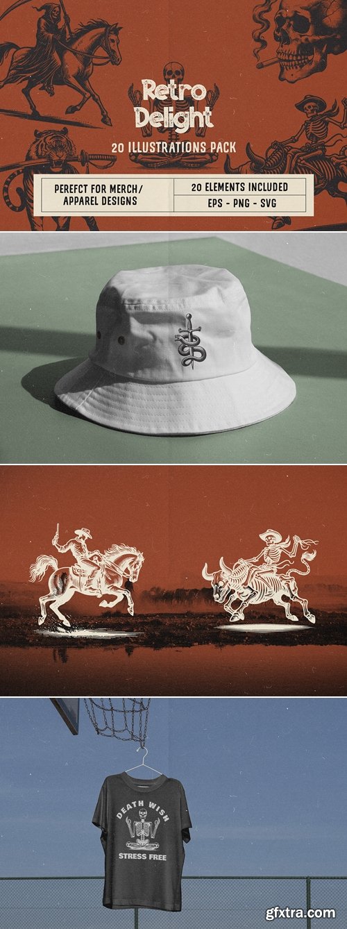 CreativeMarket - Retro Delight: 20 Illustrations Pack 288364107