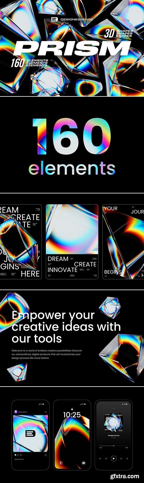 CreativeMarket - 3D Prism Glass - 160 illustrations 284455672