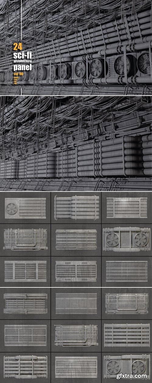 Artstation - 24 + scifi architecture / kitbash panels pack/vol 08