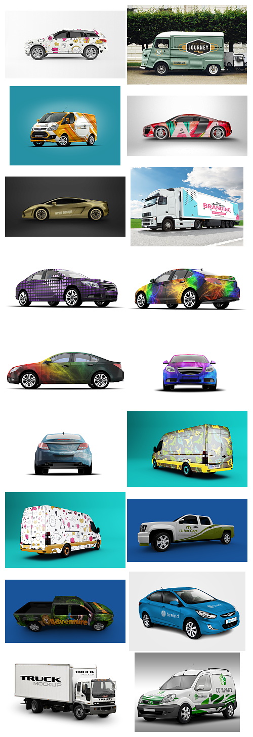 Huge Pack of Realistic HQ Cars & Vehicles Mockups 37xPSD