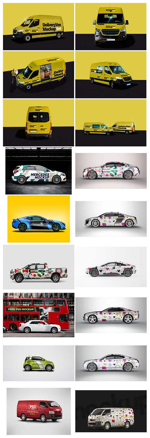Huge Pack of Realistic HQ Cars & Vehicles Mockups 37xPSD