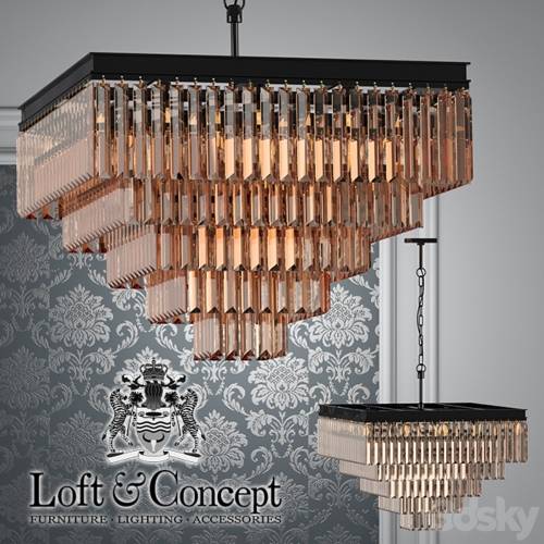 '3dsky Pro - Chandelier RH 1920s Odeon Clear Glass Fringe Chandelier - 5 square' '3dsky Pro - Chandelier RH 1920s Odeon Clear Glass Fringe Chandelier - 5 square'