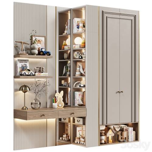 '3dsky Pro - Children's modular wardrobe with desk neoclassic 22' '3dsky Pro - Children's modular wardrobe with desk neoclassic 22'