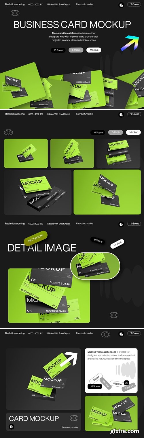 Modern Black and Green Business Card Mockup Template
