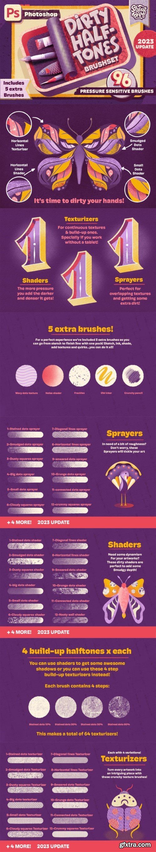 Creativemarket - Dirty Halftones Photoshop Brush Set