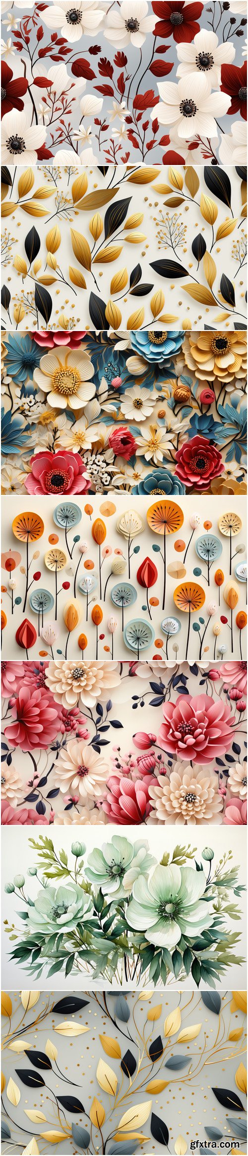 Painting flowers pattern vector 25 set
