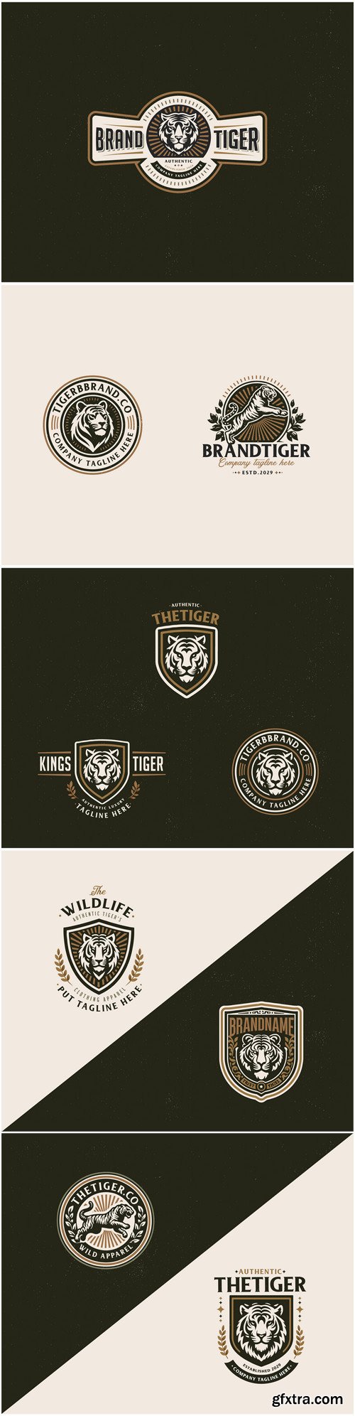 Vintage classic badge wild tiger mascot logo for business company