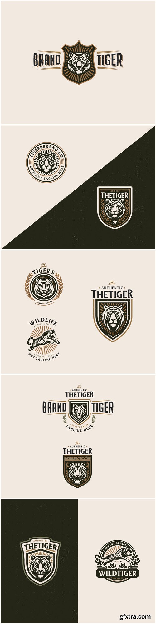 Vintage classic badge wild tiger mascot logo for business company