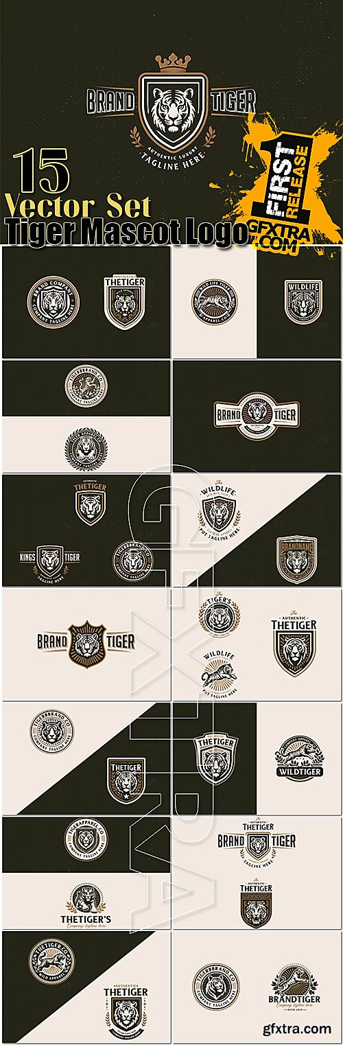 Vintage classic badge wild tiger mascot logo for business company
