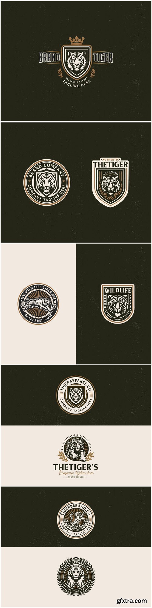 Vintage classic badge wild tiger mascot logo for business company