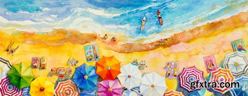 Watercolor Summer Backgrounds in Vectors 25xEPS