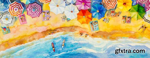 Watercolor Summer Backgrounds in Vectors 25xEPS