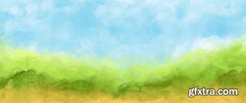 Watercolor Summer Backgrounds in Vectors 25xEPS