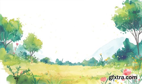 Watercolor Summer Backgrounds in Vectors 25xEPS