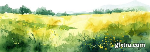 Watercolor Summer Backgrounds in Vectors 25xEPS