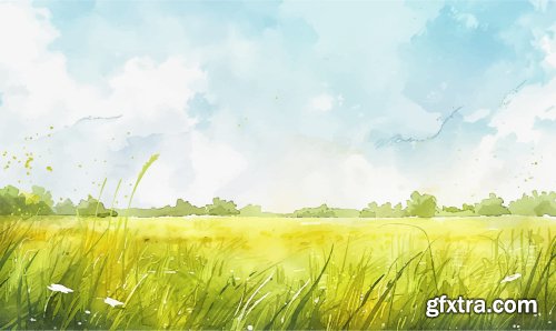 Watercolor Summer Backgrounds in Vectors 25xEPS