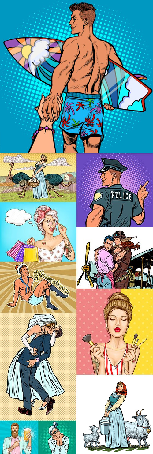 Pop Art People of Different Professions 11xEPS