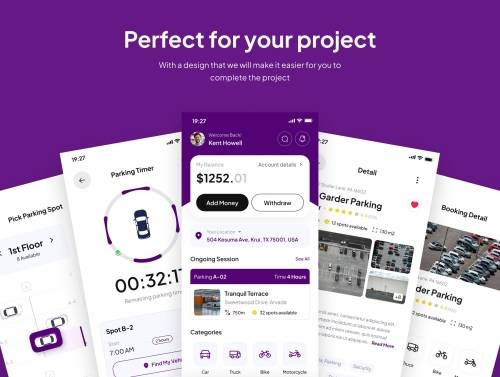 'SpacePoint - Parking Space Booking App UI Kits'