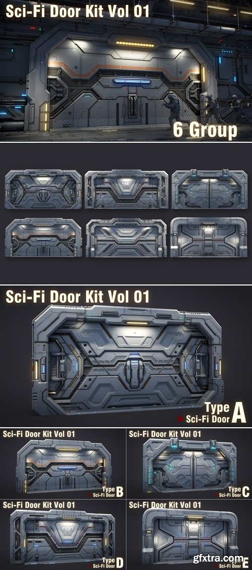 Superhivemarket - Sci-Fi Door Kit Vol 01-PBR