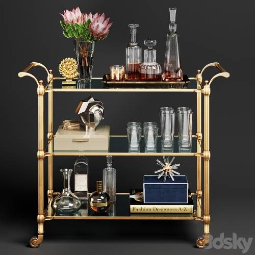 '3dsky Pro - Williams Sonoma Beckett Bar Cart'