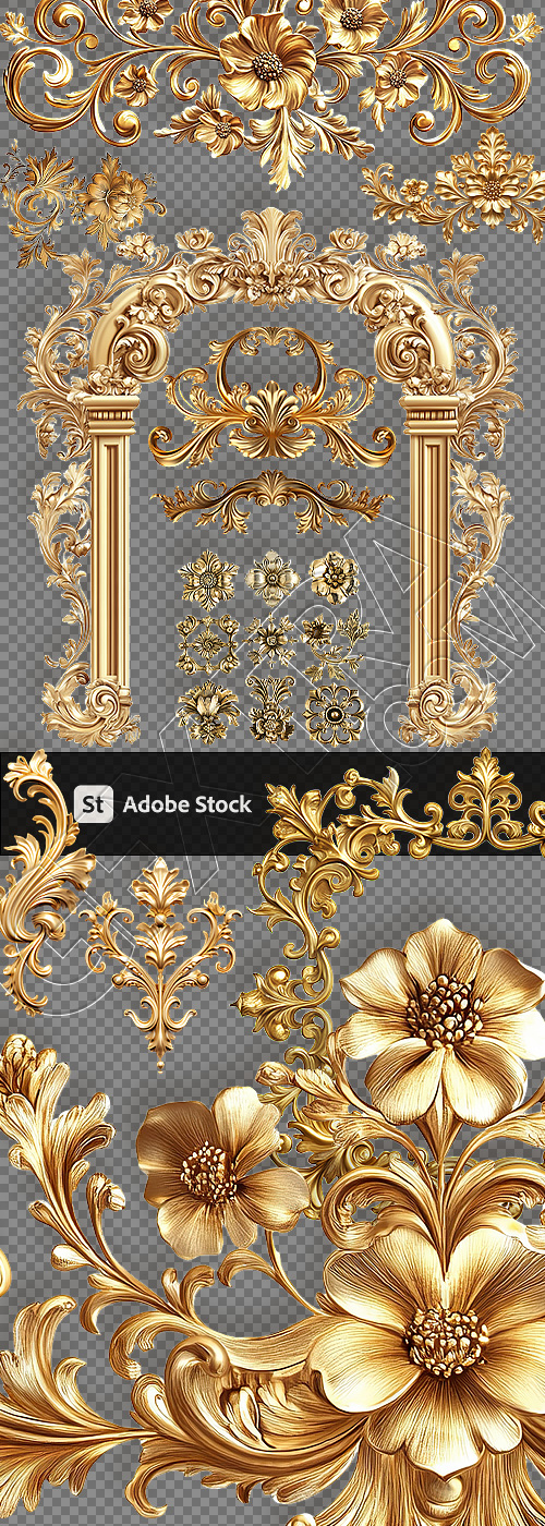 Baroque Ornament Elements 25xPNG