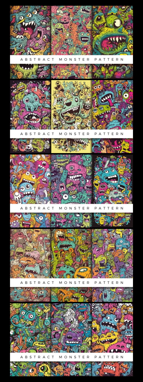 Abstract Cute Monster Patterns 93xAI