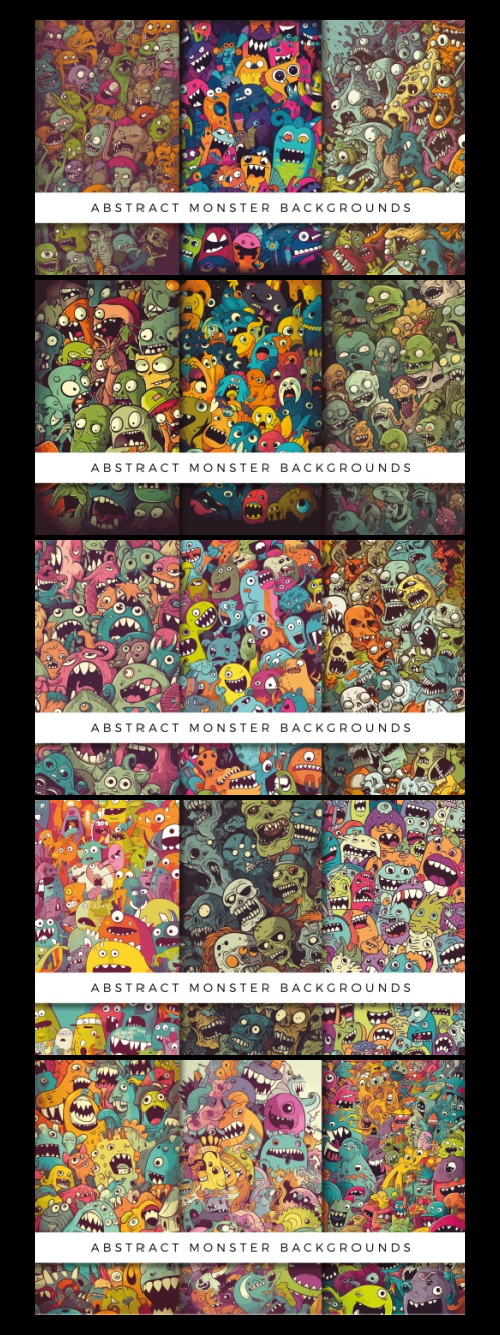 Abstract Cute Monster Patterns 93xAI