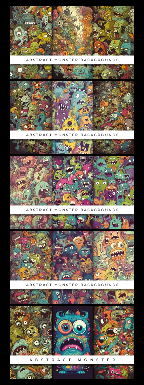 Abstract Cute Monster Patterns 93xAI