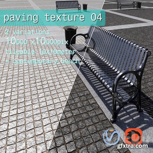 3dsky Pro - Paving granite damage regular HR / street furniture 04
