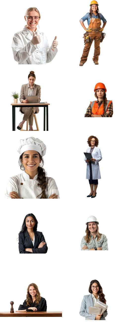 Woman at Works, Transparent 40xPNG