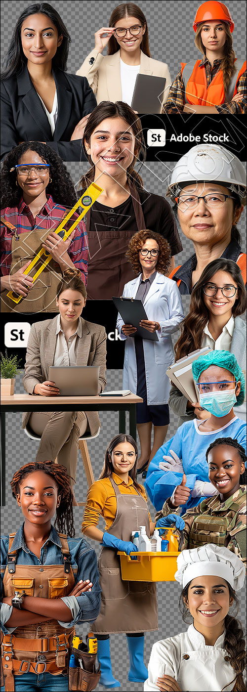 Woman at Works, Transparent 40xPNG