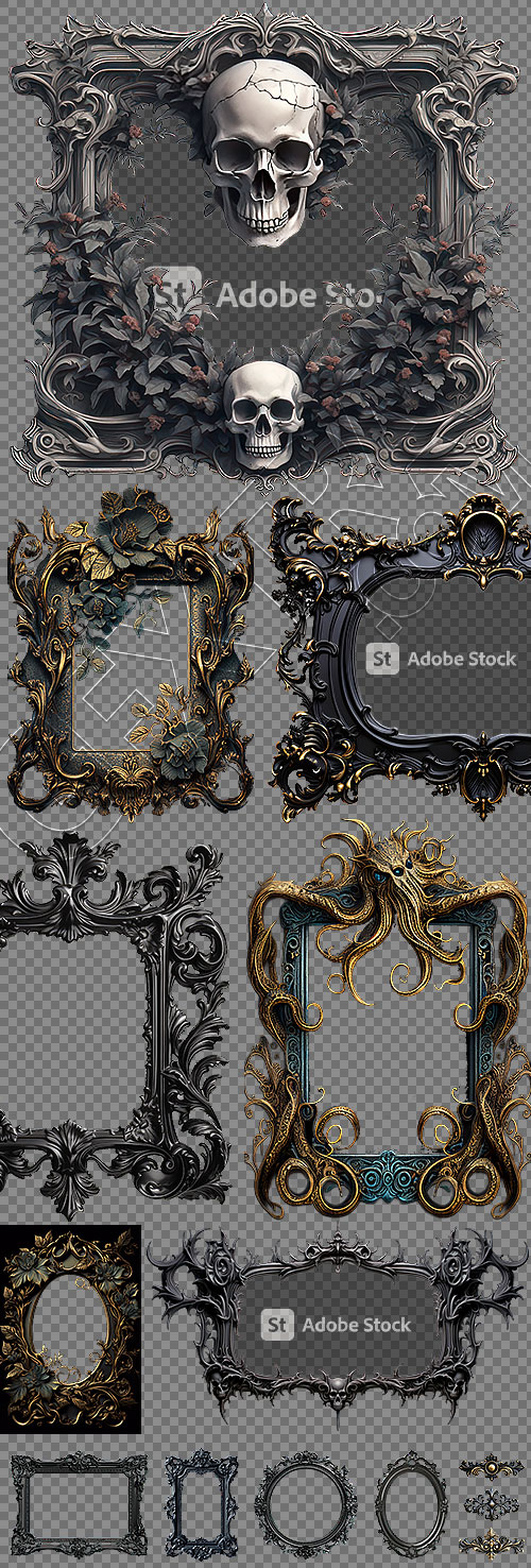 Gothic Frames #1, Transparent 25xPNG