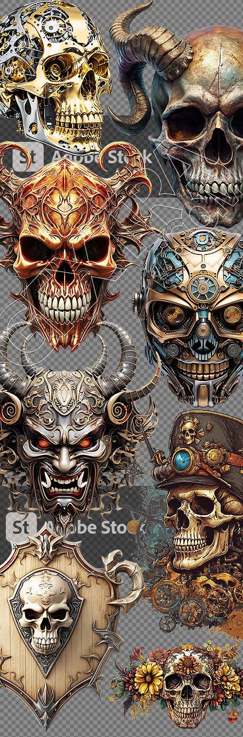 Decorated Skullz 33xPNG, 2xAI